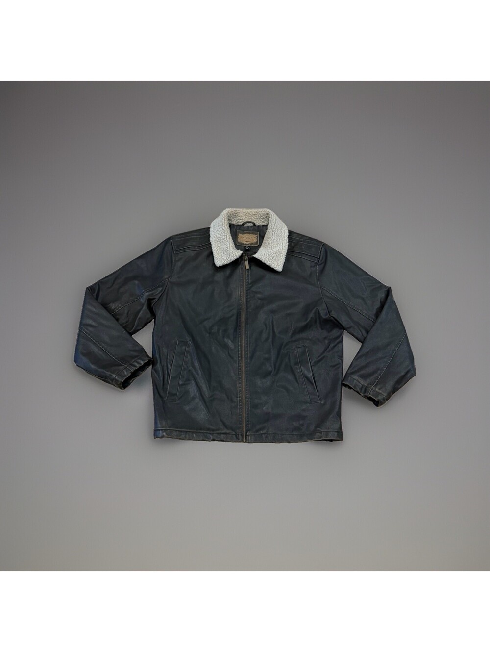 ARIZONA JEANS CO. MEN'S DARK BROWN FAUX LEATHER BOMBER WINTER JACKET SIZE XL